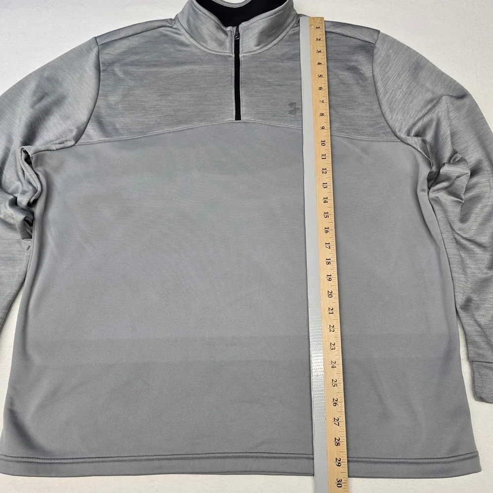 Under Armour ColdGear Mens 2XL Gray Quarter Zip Fleece Pullover Loose Fit Jacket